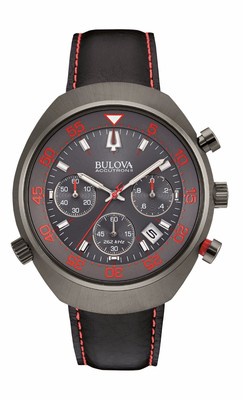 Bulova Men's 98B252 Accutron II Lobster UHF Chronograph Leather Strap 45mm Watch