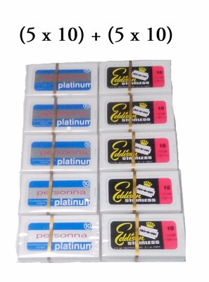 100 ISRAELI CRYSTAL PERSONNA & Eddison Personna  Double Edge Blade safety razor