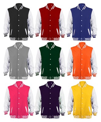 Unisex Varsity Letterman Jacket Sweater Coat Sports Football Basketball Baseball