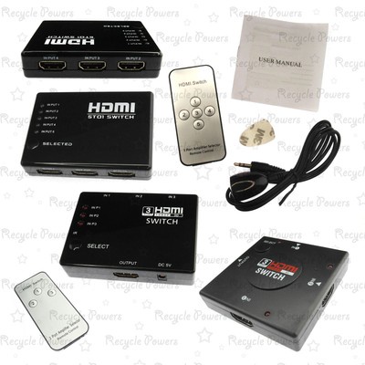 3 5 PORT HDMI Switch Switcher Selector Splitter Hub IR Remote 1080p FOR HDTV PS3