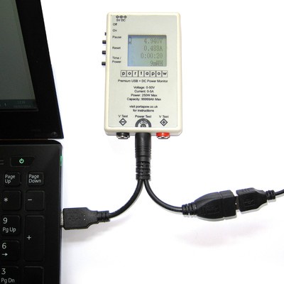 PortaPow USB + DC Watt Meter Power Analyzer Battery Cell Capacity Checker Tester
