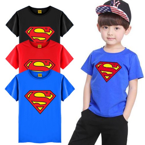 2-7Year Cotton Kids Boys Superman T-Shirt Short Sleeve Tees Sports Top Clothing