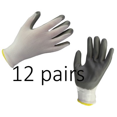 12 x LATEX COATED SAFETY WORK GLOVES Hand Protection BUILDERS MECHANIC N101-WS