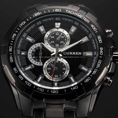 Fashion Stainless Steel Band Luxury Sport Analog Quartz Clock Mens Wrist Watch