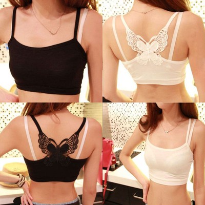 Ladies Sexy Back Butterfly Bandeau Tube Bra Tube Top Sport Bra White & Black Hot