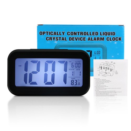 Digital Backlight LED Display Table Alarm Clock Snooze Thermometer Calendar Time