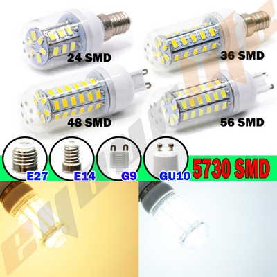 E14 E27 G9 GU10 24/36/48/56 SMD 5730 5630 LED Corn Bulb w/Cover 110V/220V  HID