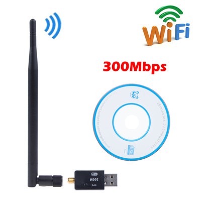 300Mbps USB Wireless Adapter Dongle WiFi Network LAN Card 802.11n/g/b + Antenna