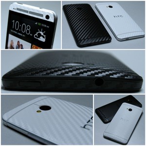 For HTC ONE M7 3D Textured CARBON Fibre FULL BODY Vinyl Wrap Sticker Skin Cover