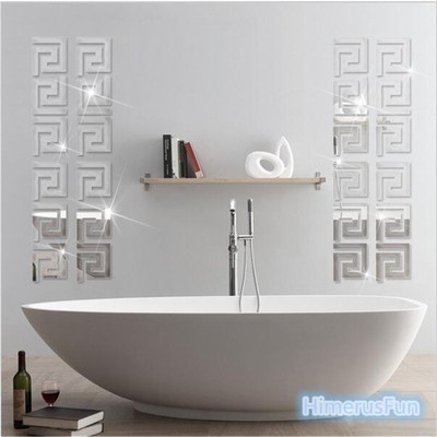 10pcs Home Room Decor Vinyl Art Wall Sticker DIY Removable Mirror Decals 10*10cm