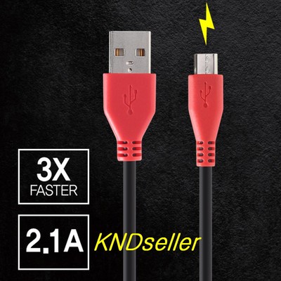 1M 3FT Micro B USB Fast Quick Charge Cable 2.1A Android SmartPhone 18AWG NEW