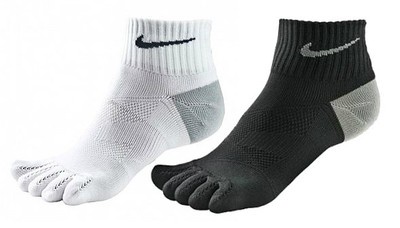 Nike Unisex Dri Fit Sports Running 5 Toe Anti Blister Gym Black White Socks