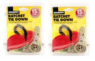 2 x Ratchet Tie Down Straps 15' X 1
