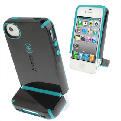 FUNDA HIBRIDA SPECK CANDYSHELL FLIP IPHONE 4S 4 CARCASA SOPORTE NEGRO-CIAN