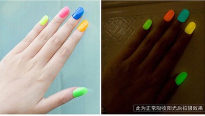 ’Glow in the Dark‘ Translucent Neon Fluorescent Luminous BK Nail Polish Varnish