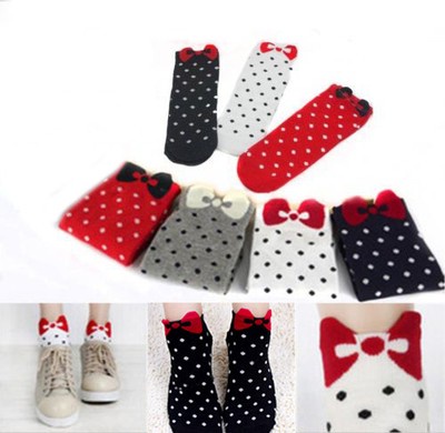 Womens Cute Warm Cotton Absorbent Polka Dot Cartoon Short Ankle Socks Stockings