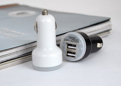 2-Port Mini Universal Dual USB Car Charger Adapter Bullet 5V 2.1A+1A  For iPhone