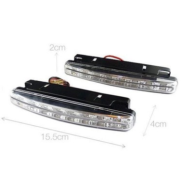 New 2 pcs Car Daytime Running Light 8 LED DRL Daylight Kit Super White Head Lamp