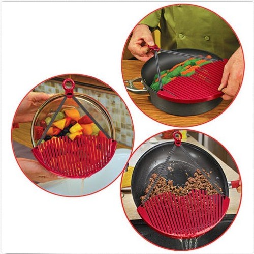 Plastic Kitchen Tool Pot Pan Top Drainers Strainer Sieve Colander Water Filter