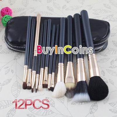 12 PCs New Professional Makeup Brush Cosmetic Make Up Set With 2 Case Bag Kit