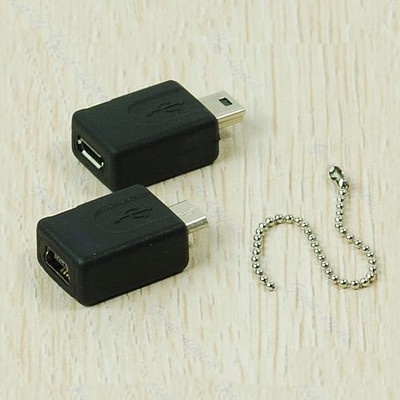 2pcs Black Mini USB to Micro USB Adapter Data Charger Converter New