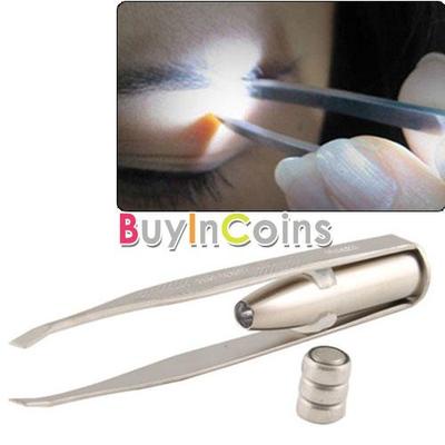 Led Light Eyelash Eyebrow Hair Make Up Removal Tweezer