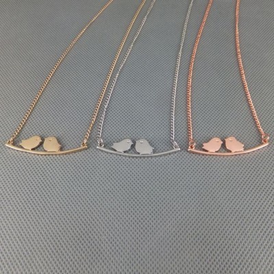 Fashion cute Metal lovely 2 Bird pendant Necklace
