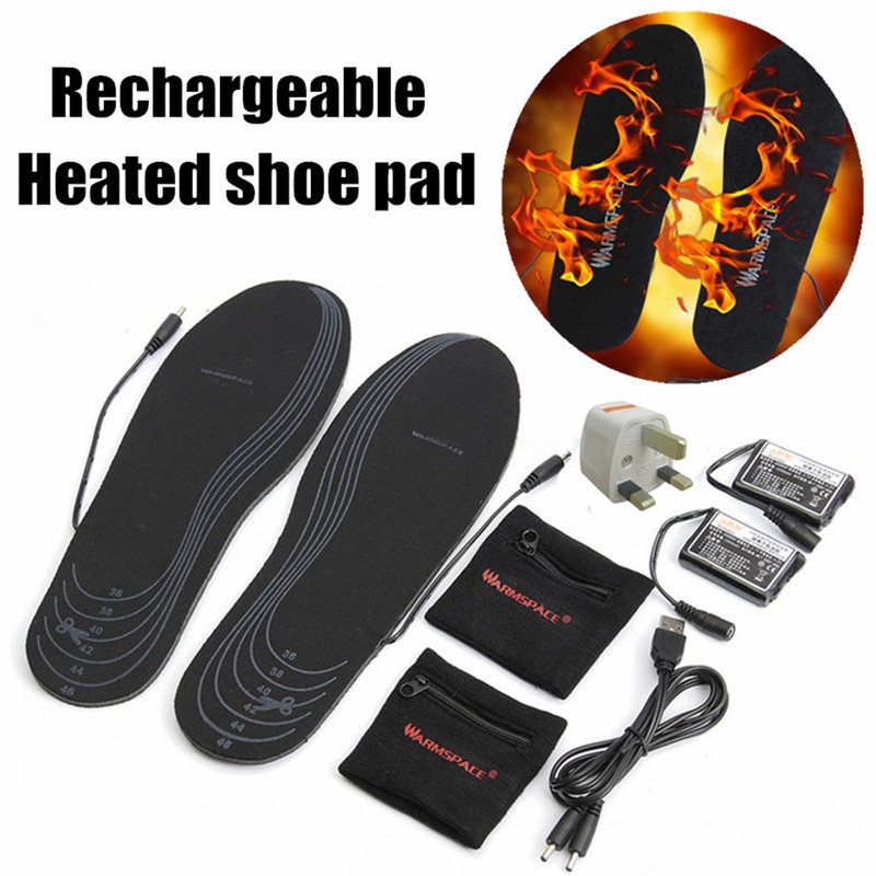 WARMSPACE Shoe Pad 3.7V Rechargeable Electric Heated Insoles Keep Foot Warm NEW