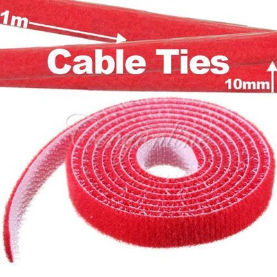 1M Strap-it Wire Computer Cable Cord Ties Organizer Management Tie Downs Red NEW