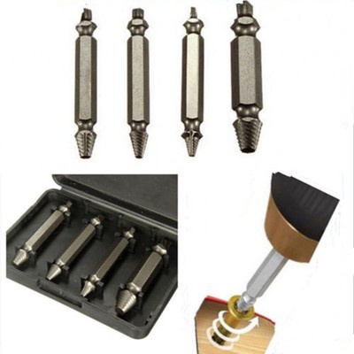 4 in1 Screw Extractor Drill Bits Guide Set Broken Damaged Bolt Remover Easy Out