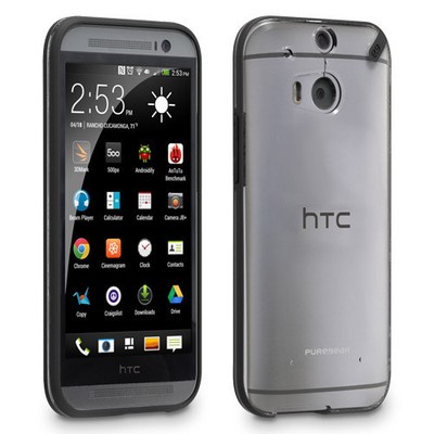 HTC One 2 M8 PureGear Clear Black Protective Case Cover Skin Licorice Jelly