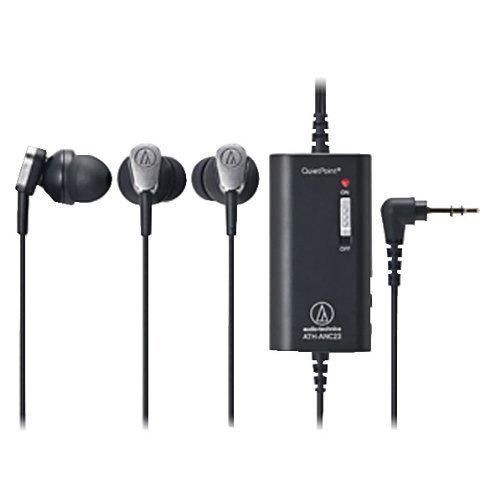 audio technica ATH-ANC23 Black White Active Noise-Cancelling In-Ear Headphones