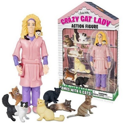 Crazy Cat Lady Action Figure - With 6 Extra Cats! - Accoutrements New in Box