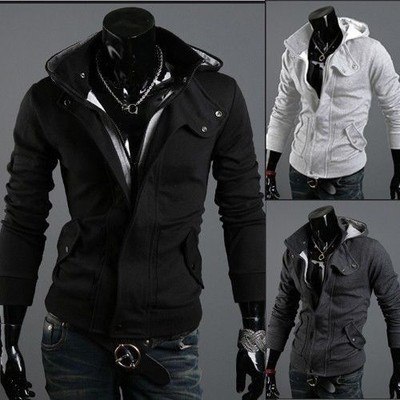 NEW TOP Fashion Men's Slim Designed Hooded Cardigan Coat Jacket Korean Warm Fit