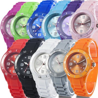 Fashion Classic Stylish  Sport Silicone Jelly Strap Unisex Wrist Watch TM FE