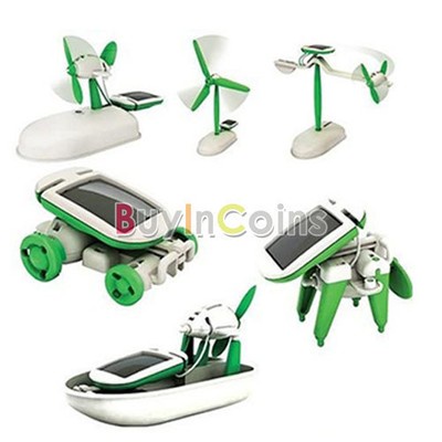 DIY 6 In 1 Solar Educational Kit Toy Boat Fan Car Robot Toys Hobbies