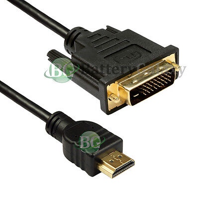 6ft Gold 24+1 DVI-D Male to HDMI Male Cable for HDTV HD