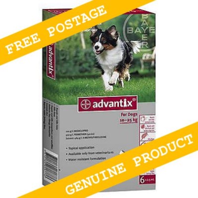 6 Pack  Bayer Advantix K9 For Large Dogs 10-25kg Exp. 02/2017      FREE POSTAGE