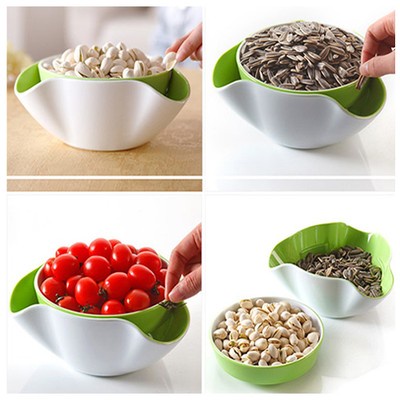 2 In 1 Fruit Candy Snack Nut Compote Holder Dish Tray Decoration Plate New