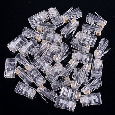 RJ45 Modular Plug Network Connector Cat5 Cat5e Cat6 Solid Cable Heads 50pcs