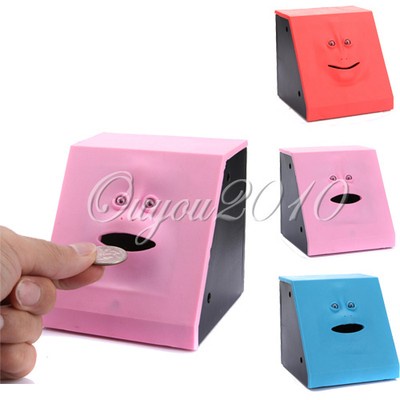 Face Bank Saving Sensor Coin Money Eating Box Facebank Color Cute Piggy Gift NEW