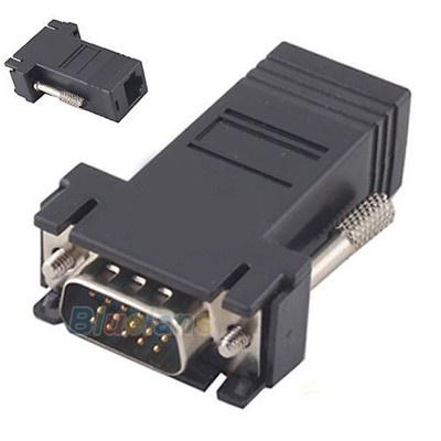 New Extender VGA Male to LAN CAT5 CAT6 RJ45 Network Cable Female Adapter Kit