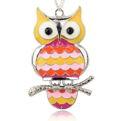 2pcs Alloy Enamel Bird Hanger Links Pendants Owl Platinum Colorful ENAM-J078-02P