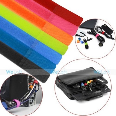 7-200Pcs Straps Wrap Wire Velcro Organizer Cable Cord Holder Tie Rope PC Black