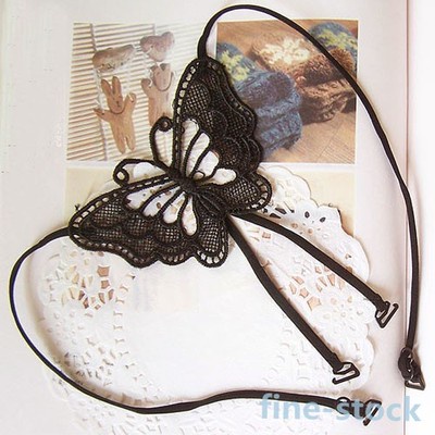 Black Women Fashion Sexy Underwear Cross Back Butterfly Bra Shoulder Strap