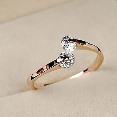 New Fashion Women Rings 18K Rose Gold GP Crystal Engagement Ring Wedding Bands