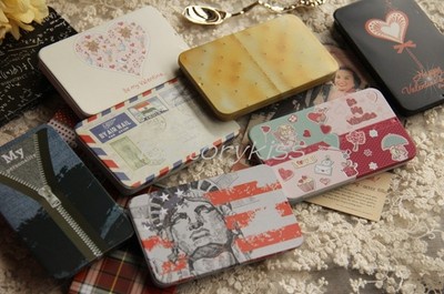 Iron Rectangular Slide-up Cardcase Cigaretee Tin Box Jewelry Storage Bag STO