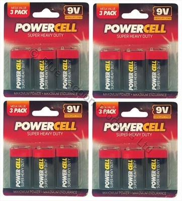 12 x 9V PP3 Powercell Heavy Duty Smoke Alarm MN1604 6LR61 Battery Batteries