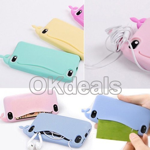 For Apple iPhone 4 4S 5G Silicone Case skin Cover cute Big Mouth Whale Rubber