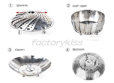 Stainless Steel Folding Food Steamer Basket Cooker Bowl Mesh Food Dish IUK